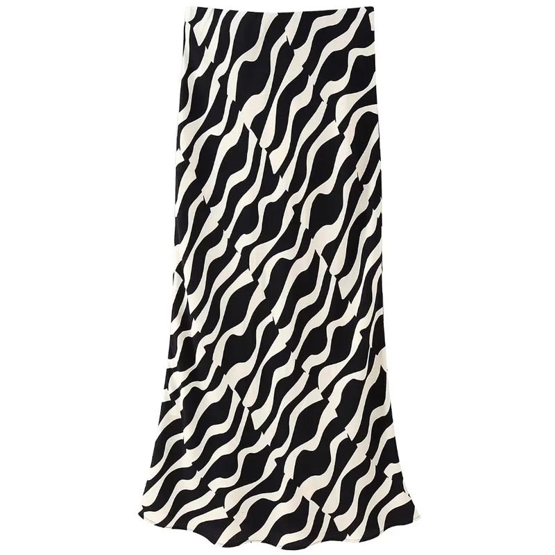 TRAF volangidega seelik naiste seelik, kevad 2024 Midi triibuline keskmise vöökohaga lilleline seelik Uus seelik Elegantne disainseelik