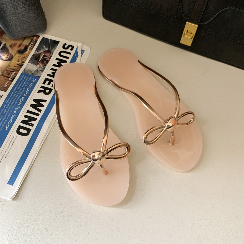 Ünnepi papucsok masni papucsok női nyári viselet lapos új strand lábujj divat háló piros papucs papucs női