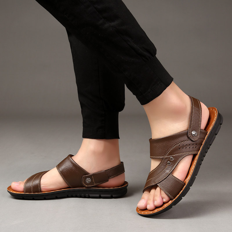 Nove modne vintage muške cipele od goveđe kože potplat za masažu mekane prozračne ležerne ravne cipele ljetne sandale za plažu papuče japanke