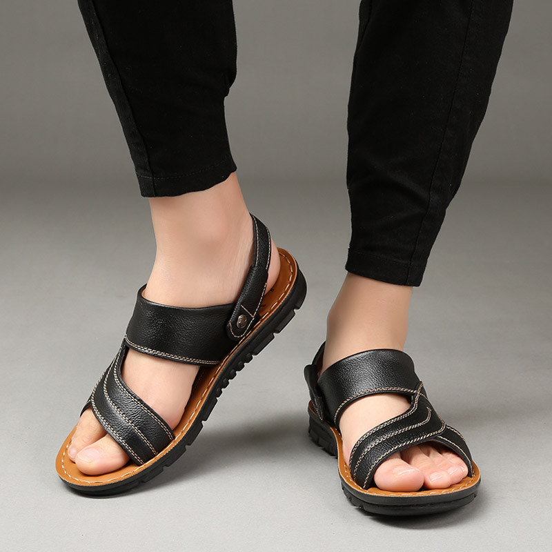 Nove modne vintage muške cipele od goveđe kože potplat za masažu mekane prozračne ležerne ravne cipele ljetne sandale za plažu papuče japanke