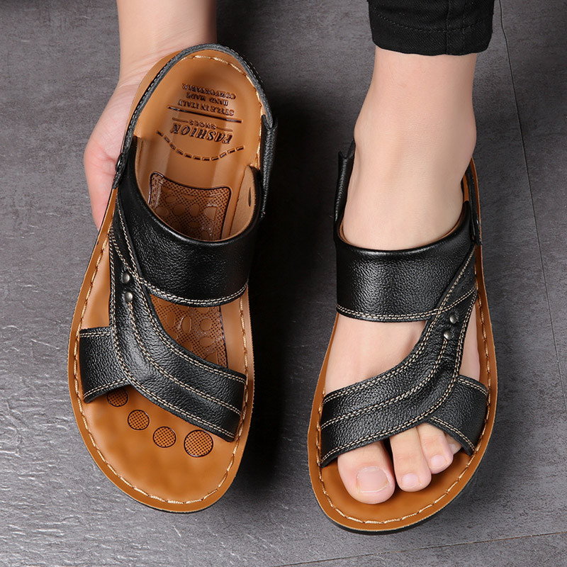 Nove modne vintage muške cipele od goveđe kože potplat za masažu mekane prozračne ležerne ravne cipele ljetne sandale za plažu papuče japanke