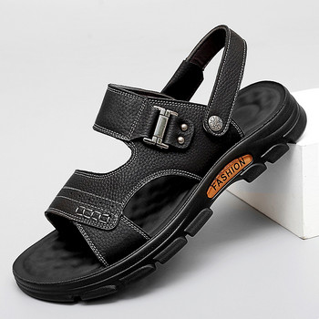 Мъжки сандали от естествена кожа Летни мъжки обувки Сандали Луксозни дизайнерски пързалки за мъже Плажни сандали сандали за мальчика