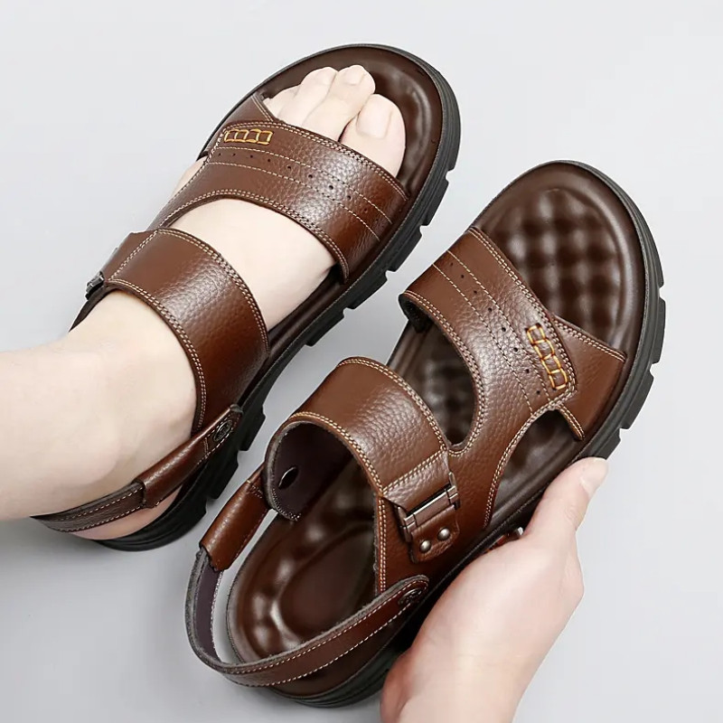 Valódi bőr férfi szandálok Nyári cipők férfi szandálok Luxus Designer Slides férfiak Strandszandálok сандали для мальчика