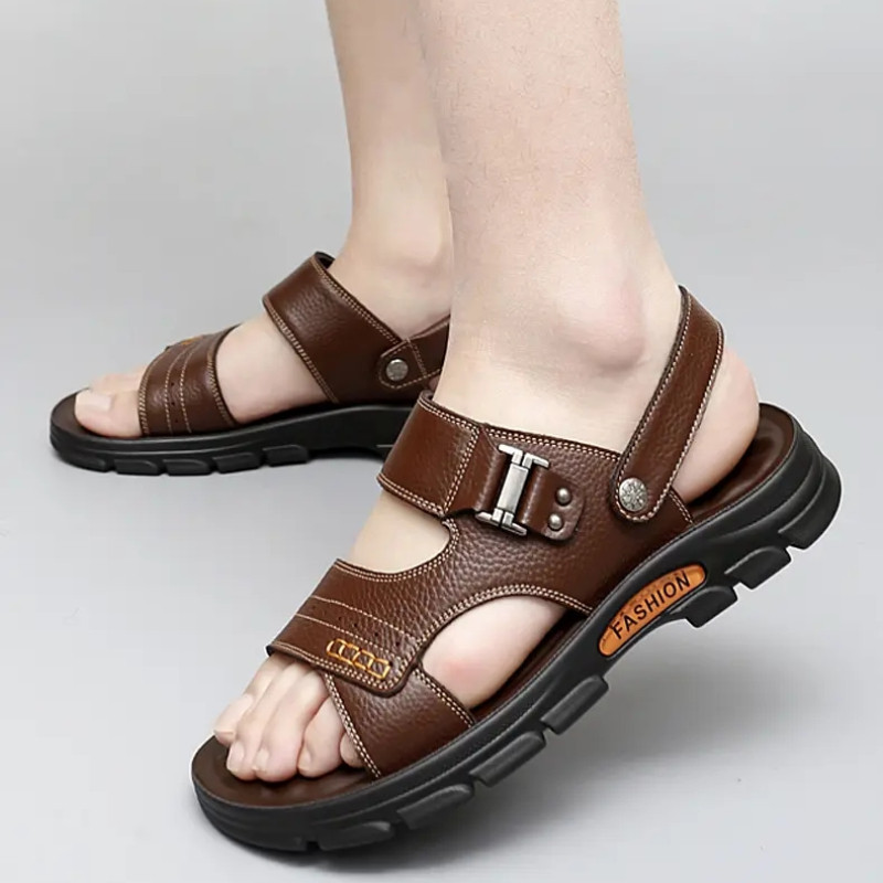 Valódi bőr férfi szandálok Nyári cipők férfi szandálok Luxus Designer Slides férfiak Strandszandálok сандали для мальчика