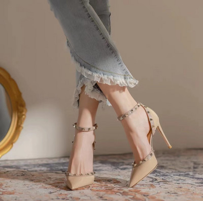 Modne ženske cipele s visokom potpeticom sa šiljatim prstima, zakovice, seksi ženske sandale s visokom potpeticom, ženske cipele s visokim potpeticama Chaussure Femme