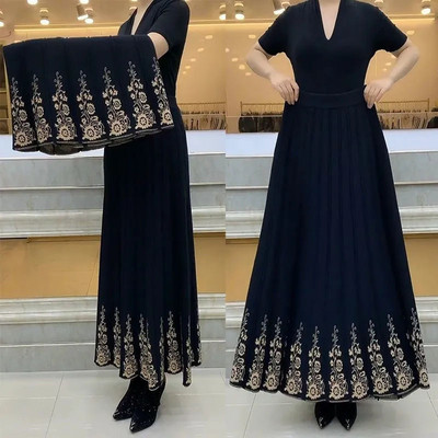 Plisirane duge suknje velike veličine s printom za žene Jesen Zima Elastična kišobran suknja A kroja visokog struka Jednostavne tople suknje