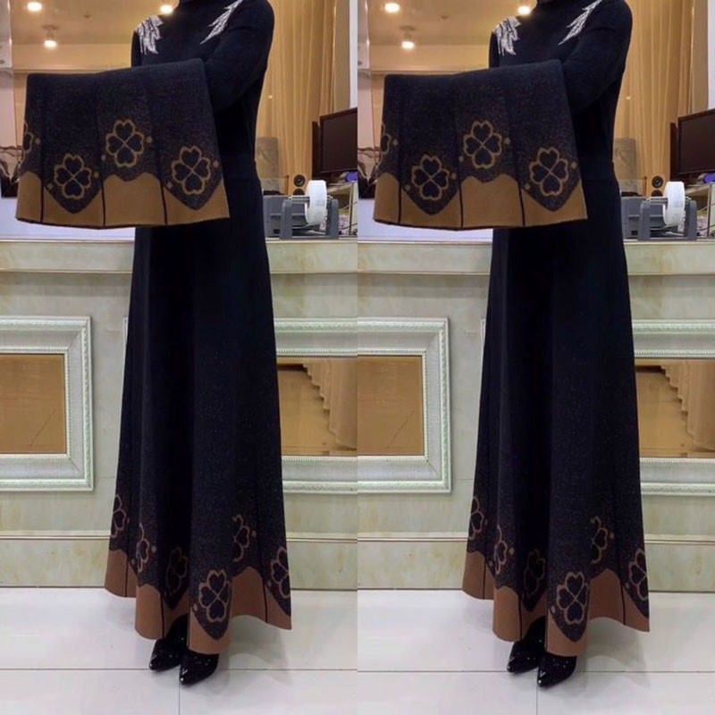 Plisirane duge suknje velike veličine s printom za žene Jesen Zima Elastična kišobran suknja A kroja visokog struka Jednostavne tople suknje