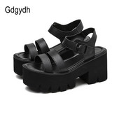 Gdgydh Crne ženske sandale s platformom Ljetne ženske cipele Ženske debele pete Modne kauzalne sandale s kopčom Otvoreni prsti