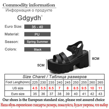 Gdgydh Черни дамски сандали на платформа, летни дамски обувки, дамски едри токчета, модни сандали с катарама и отворени пръсти