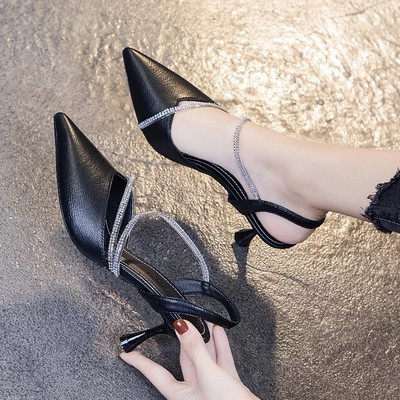 Ženske sandale 2022., proljeće i jesen, novo, univerzalne, debele potpetice sa vještačkim dijamantima, ženske cipele na visoku petu