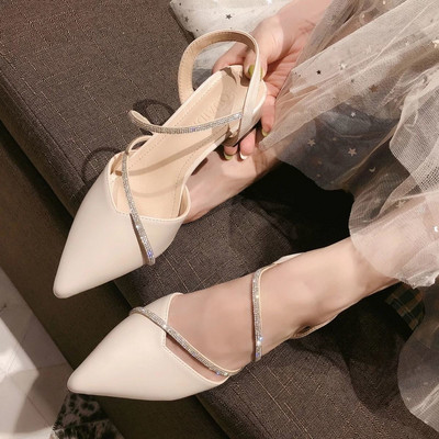 Ženske sandale 2022., proljeće i jesen, novo, univerzalne, debele potpetice sa vještačkim dijamantima, ženske cipele na visoku petu