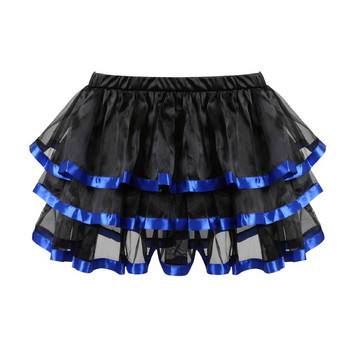 Дамска многопластова секси раирана мини плисирана пола Showgirl Party Mesh Tulle Dance Tutu Skirts Съвпадаща корсетна пола Плюс размер S-6XL