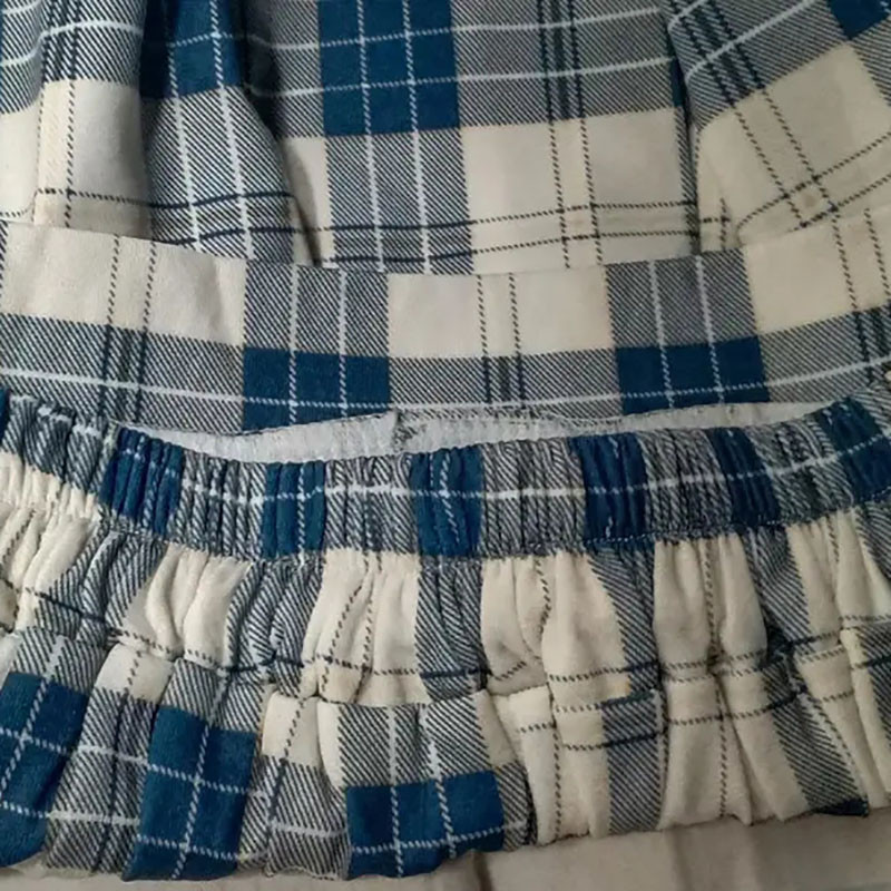 Kolledži stiilis sinine ruuduline Plus Size Midi seelik naistele Kevadsuvi elastne A-line kõrge vöökohaga plisseeritud seelik vabaaja armas seelik