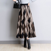 Kevadine ja sügisene kvaliteetne villane poolseelik, mitmekülgne üle põlve õhuke vabaaja kontori keskmise pikkusega A-kujuline suur seelik