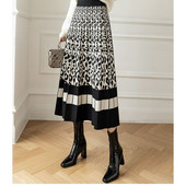 Jesensko-zimska ženska pletena plisirana midi elastična elegantna suknja visokog struka A-kroja, elegantna uredska ženska suknja za sve primjerke