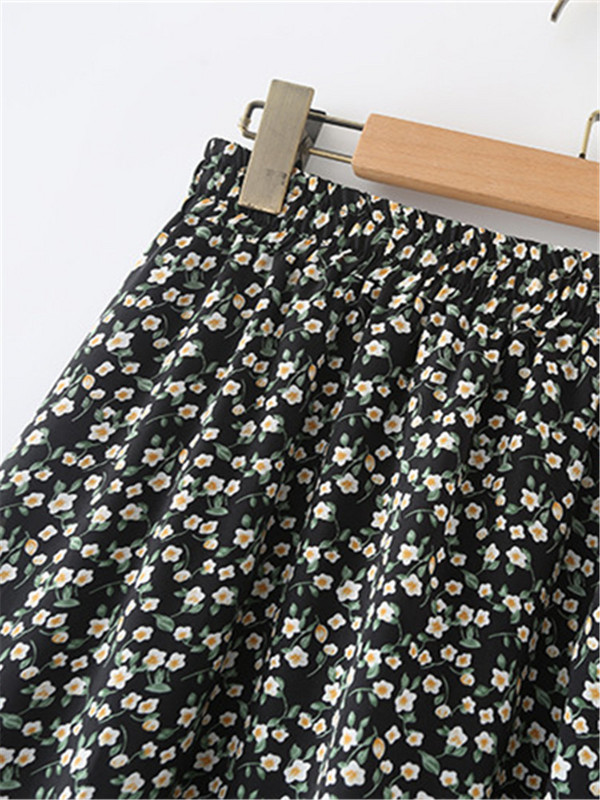 Odjeća veće veličine za ljetnu suknju, elastični struk, asimetrični šavovi, kišobran suknja s cvjetnim uzorkom, velika donja suknja