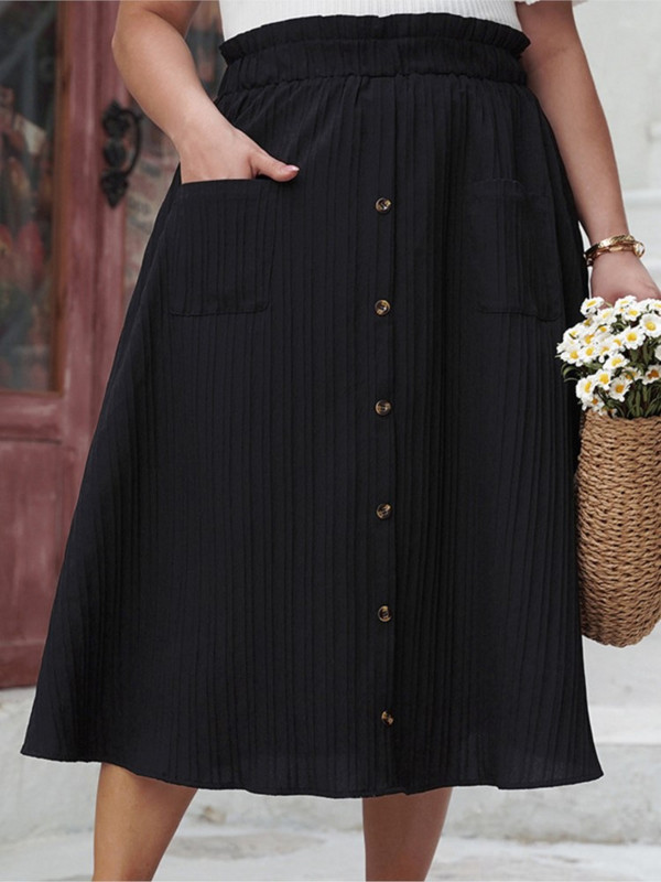 Nagy méretű nyári Midi szoknyák Női Elegáns Divatos Rugalmas Magas Derék Fodor Redős Női Szoknyák Alkalmi bő női szoknyák