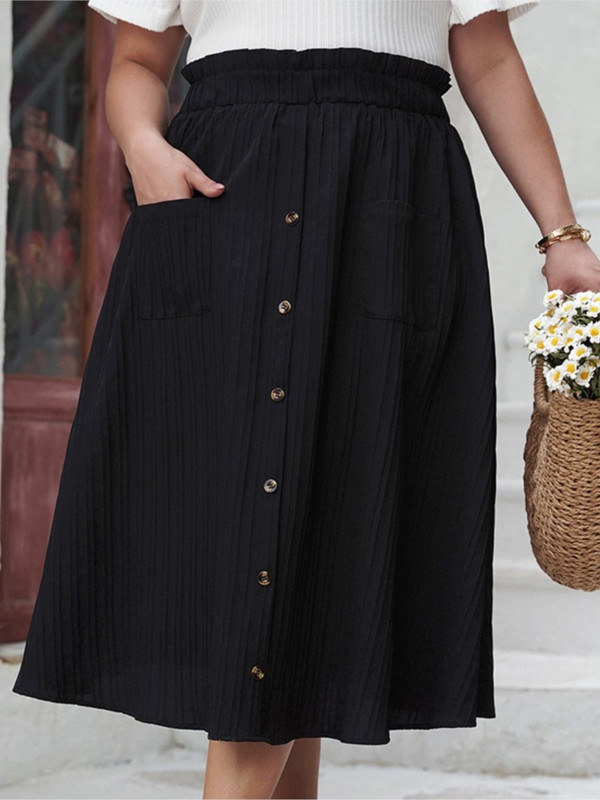 Nagy méretű nyári Midi szoknyák Női Elegáns Divatos Rugalmas Magas Derék Fodor Redős Női Szoknyák Alkalmi bő női szoknyák
