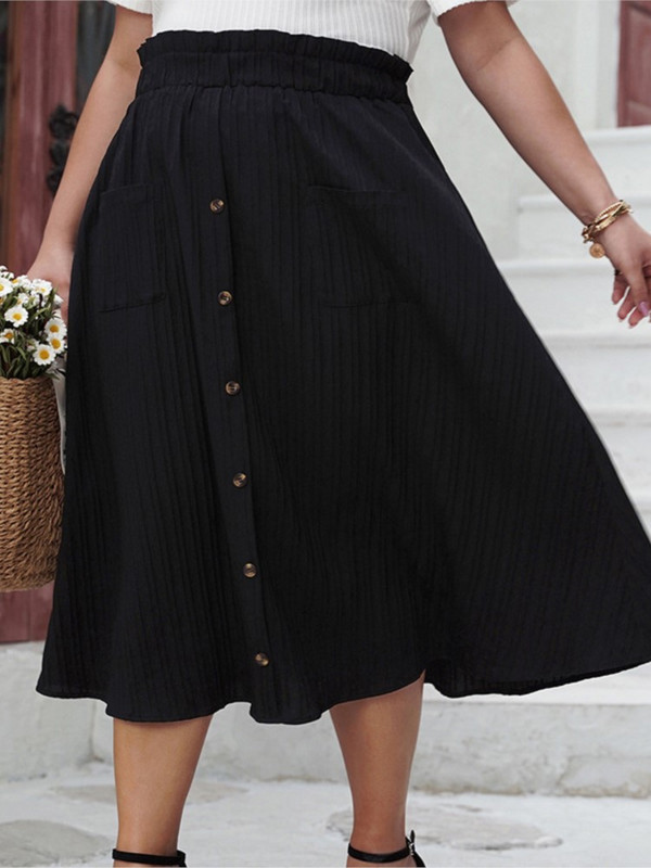 Nagy méretű nyári Midi szoknyák Női Elegáns Divatos Rugalmas Magas Derék Fodor Redős Női Szoknyák Alkalmi bő női szoknyák