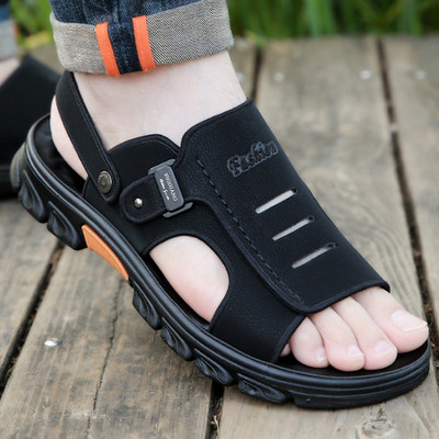 Nove ljetne sandale Kožne vanjske muške cipele za plažu Prozračne ležerne sandale Muške cipele za gaženje Neklizajuće papuče s debelim potplatom