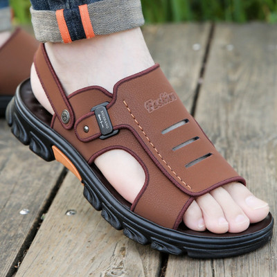 Nove ljetne sandale Kožne vanjske muške cipele za plažu Prozračne ležerne sandale Muške cipele za gaženje Neklizajuće papuče s debelim potplatom