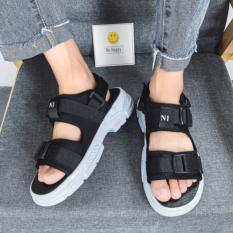 Nyári szandál Férfi vastag talp csúszásmentes kültéri horoghurok papucs puha talp strand alkalmi cipő beltéri, tartós nyitott orr