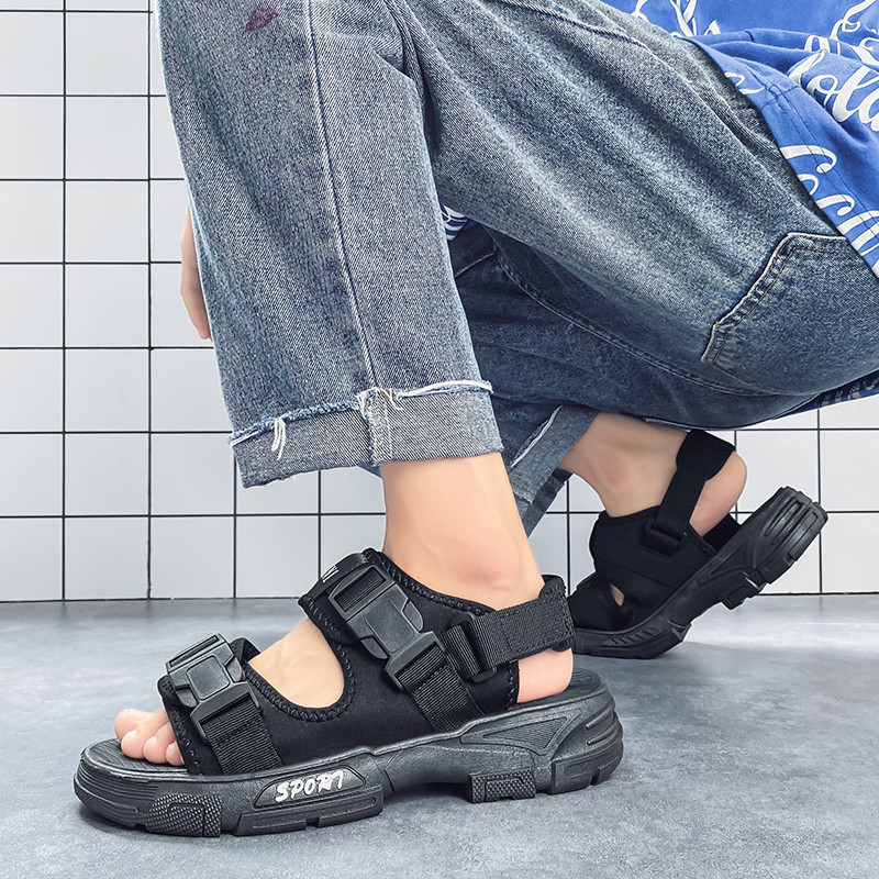 Nyári szandál Férfi vastag talp csúszásmentes kültéri horoghurok papucs puha talp strand alkalmi cipő beltéri, tartós nyitott orr