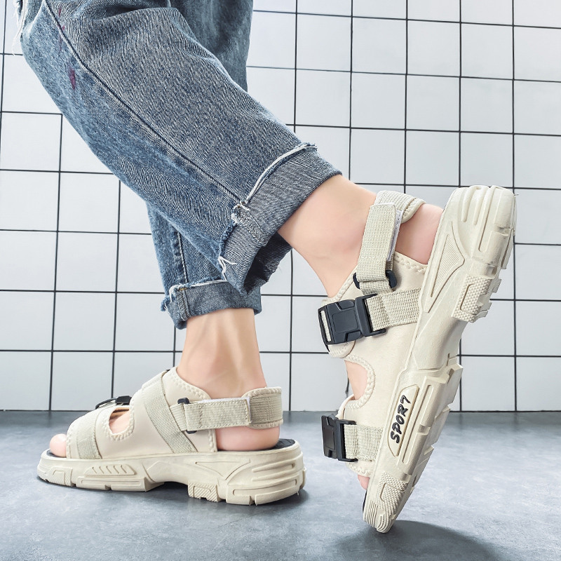 Nyári szandál Férfi vastag talp csúszásmentes kültéri horoghurok papucs puha talp strand alkalmi cipő beltéri, tartós nyitott orr