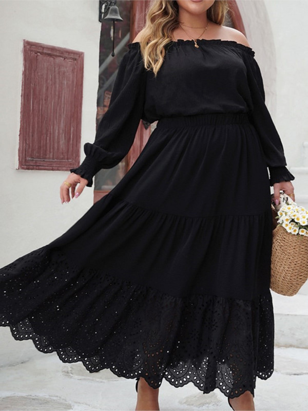 Liela izmēra pavasara garie svārki Sieviešu dobi, vaļīgi volāni ar kroku sieviešu svārki elastīgi ar augstu vidukli Modes jauni sieviešu svārki