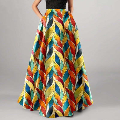 Fusta boemă cu imprimeu floral pentru femei, buzunare confortabile cu talie înaltă, petrecere, pe plajă, fustă lungă, rochie cu tiv mare pentru femei, vacanță