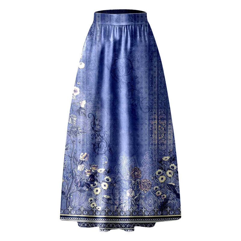 Vintage Maxi suknja s cvjetnim printom Visoka struka Duge suknje za plažu Proljeće Ljeto Ležerna suknja s džepovima za žene Elegantne haljine