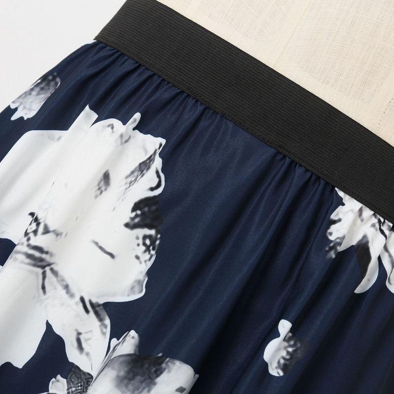 Ljetna maksi suknja s cvjetnim printom Haljina s velikim porubom za brisanje poda Ležerna široka suknja visokog struka za žene Elegantna ulična odjeća za zabave 스커트