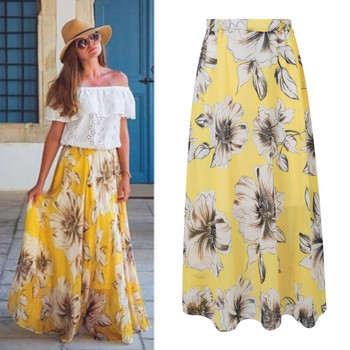 Δημοφιλές Chiffon Boho Γυναικείο Floral Jersey Gypsy Long Maxi Full Skirt Beach Sun Dress Υψηλής ποιότητας Όμορφο γυναικείο φόρεμα