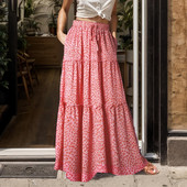 Korejske recenzije Odjeća Ženska ležerna duga dugačka suknja s džepovima s visokim strukom s printom Pejslija u nizu Ženska suknja ûbka ženskaâ