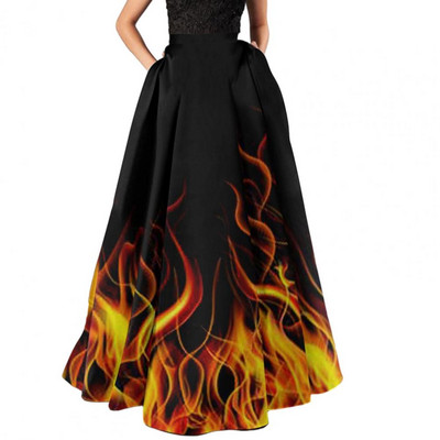 Ženska dugačka suknja visokog struka Suknja s cvjetnim uzorkom za žene Elegantna ženska suknja A-kroja s velikim ljuljačkim zatvaračem za boemsku zabavu, maxi suknja