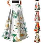 Naiste Boheemlaslik lilleprintimine Maxi seelik Mood kõrge vöökohaga pidu, retro tasku, suvine pikk seelik Elegantne daami vabaaja seelikud