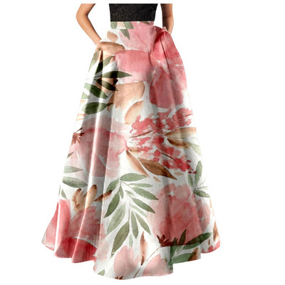 Naiste Boheemlaslik lilleprintimine Maxi seelik Mood kõrge vöökohaga pidu, retro tasku, suvine pikk seelik Elegantne daami vabaaja seelikud