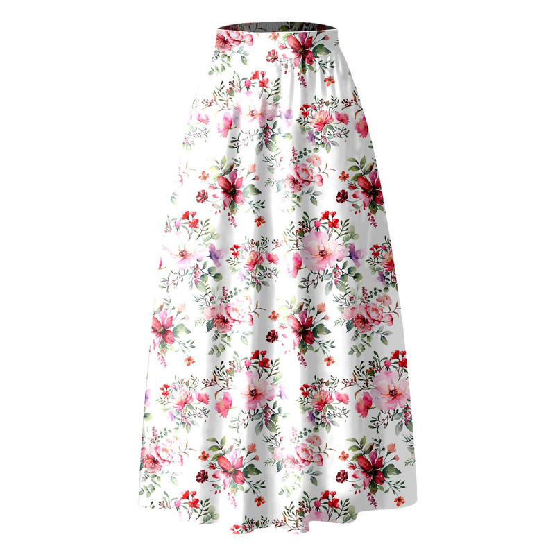 Naiste lillemustriga Maxi seelik kõrge vöökohaga tasku seelik Vintage lahtised elastsed pikad seelikud Elegantne naiste suvine vabaaja seelik