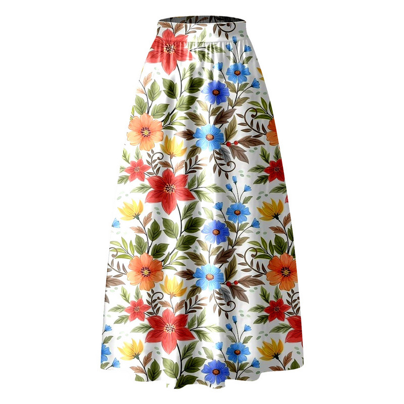 Naiste lillemustriga Maxi seelik kõrge vöökohaga tasku seelik Vintage lahtised elastsed pikad seelikud Elegantne naiste suvine vabaaja seelik