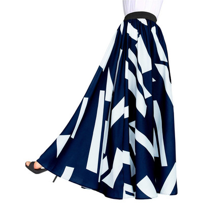 Ženske boho suknje s cvjetnim visokim strukom do poda, suknja a kroja, široka plisirana falda vintage retro duga suknja velikih veličina XL-5XL