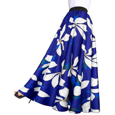 Ženske boho suknje s cvjetnim visokim strukom do poda, suknja a kroja, široka plisirana falda vintage retro duga suknja velikih veličina XL-5XL