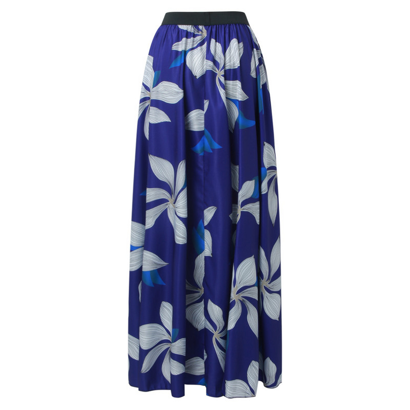 Ženske boho suknje s cvjetnim visokim strukom do poda, suknja a kroja, široka plisirana falda vintage retro duga suknja velikih veličina XL-5XL