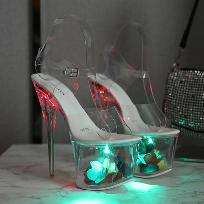 Ltarta 10368 Serija 17 cm peta 7,5 cm platforma noćni klub visoke pete svjetleće sandale cipele catwalk pole dance cipele Crystal LFD