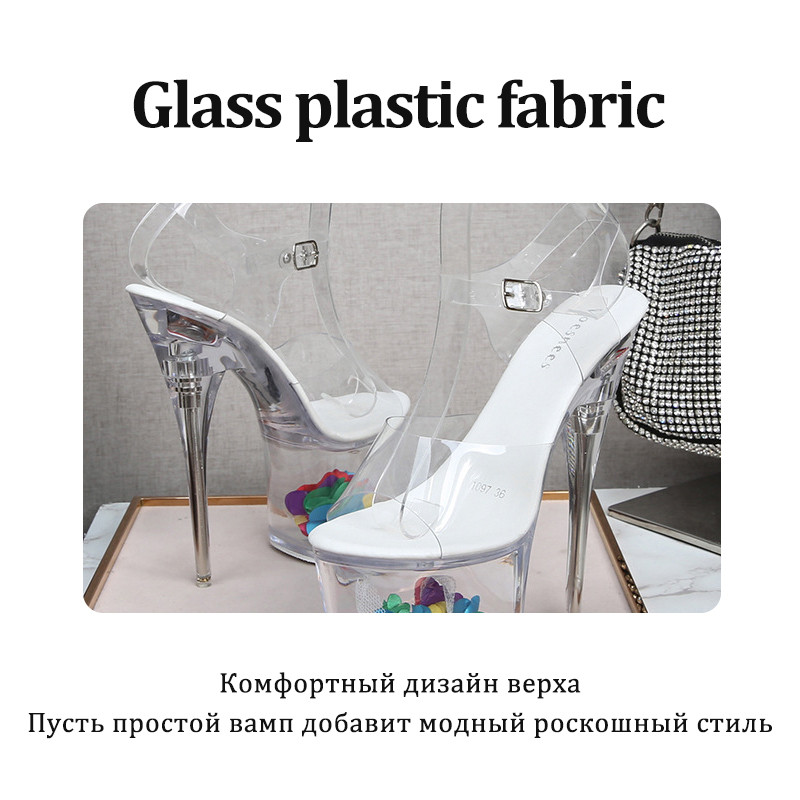 Ltarta 10368 Series 17cm Papēdis 7,5cm Platformas Naktsklubs Augsti papēži Kvēlojoši sandales Apavi Catwalk Pole Dance Shoes Crystal LFD