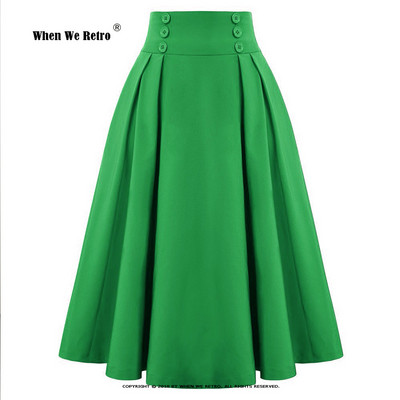 Nove korejske ležerne suknje iz 2023. Jednobojne visoke elastične dugmad sprijeda A-kroja Swing Midi suknje na preklope Jupe SS0037