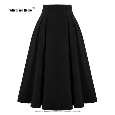 Nove korejske ležerne suknje iz 2023. Jednobojne visoke elastične dugmad sprijeda A-kroja Swing Midi suknje na preklope Jupe SS0037