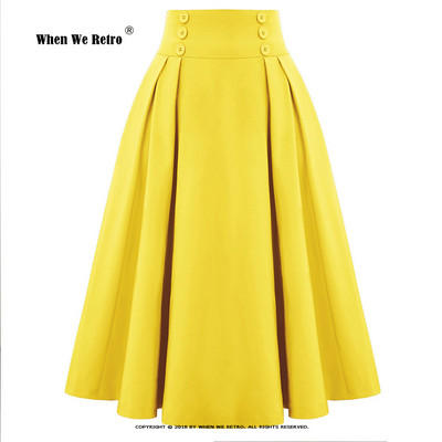 Nove korejske ležerne suknje iz 2023. Jednobojne visoke elastične dugmad sprijeda A-kroja Swing Midi suknje na preklope Jupe SS0037