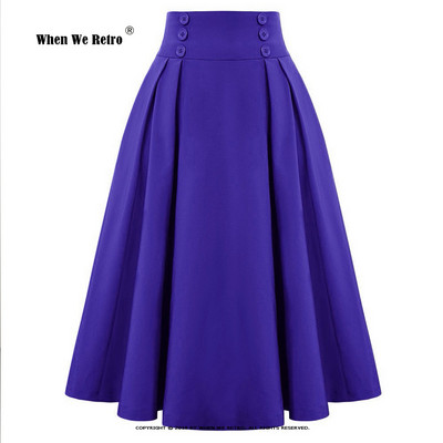 Nove korejske ležerne suknje iz 2023. Jednobojne visoke elastične dugmad sprijeda A-kroja Swing Midi suknje na preklope Jupe SS0037