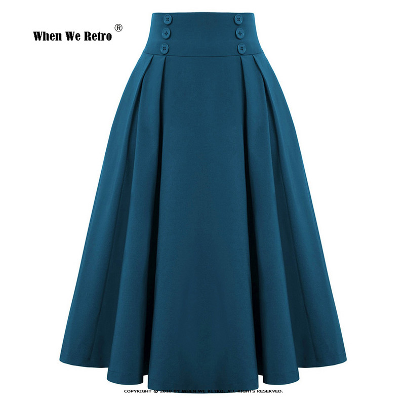 Nove korejske ležerne suknje iz 2023. Jednobojne visoke elastične dugmad sprijeda A-kroja Swing Midi suknje na preklope Jupe SS0037