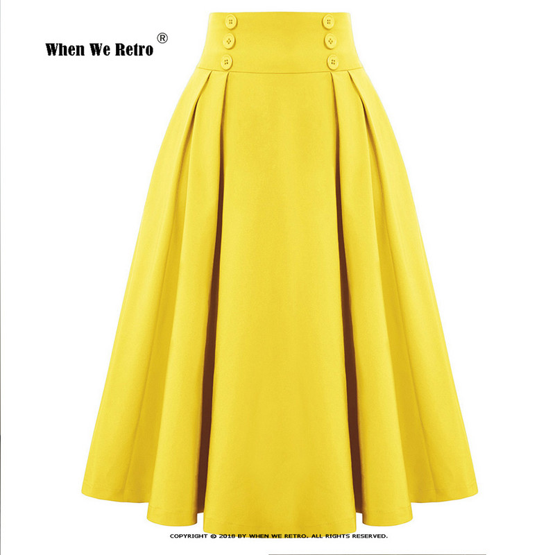 Nove korejske ležerne suknje iz 2023. Jednobojne visoke elastične dugmad sprijeda A-kroja Swing Midi suknje na preklope Jupe SS0037